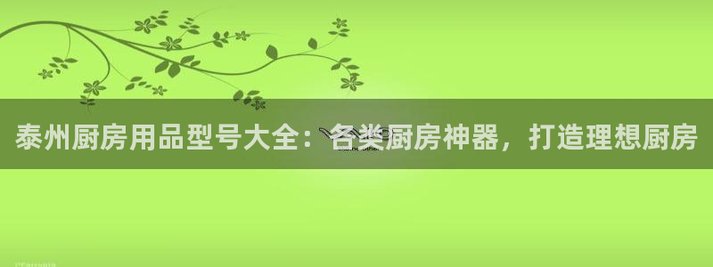 鸿运国际app官方网站入口|泰州厨房用品型号大全：各类厨房神器，打造理想厨房